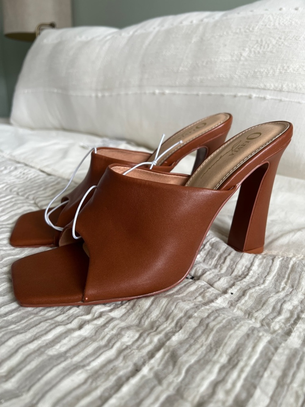 Brown Leather High Heel Mule - Women
